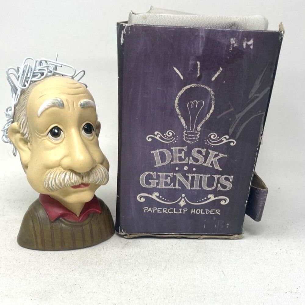 Albert Einstein Head Paperclip Holder Desk Genius Organizer Silly Novelty Gift